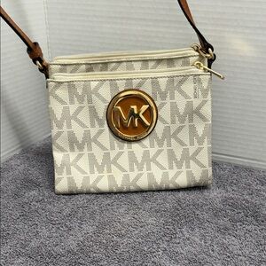 Michael Kors Beige and Brown Logo Crossbody Bag